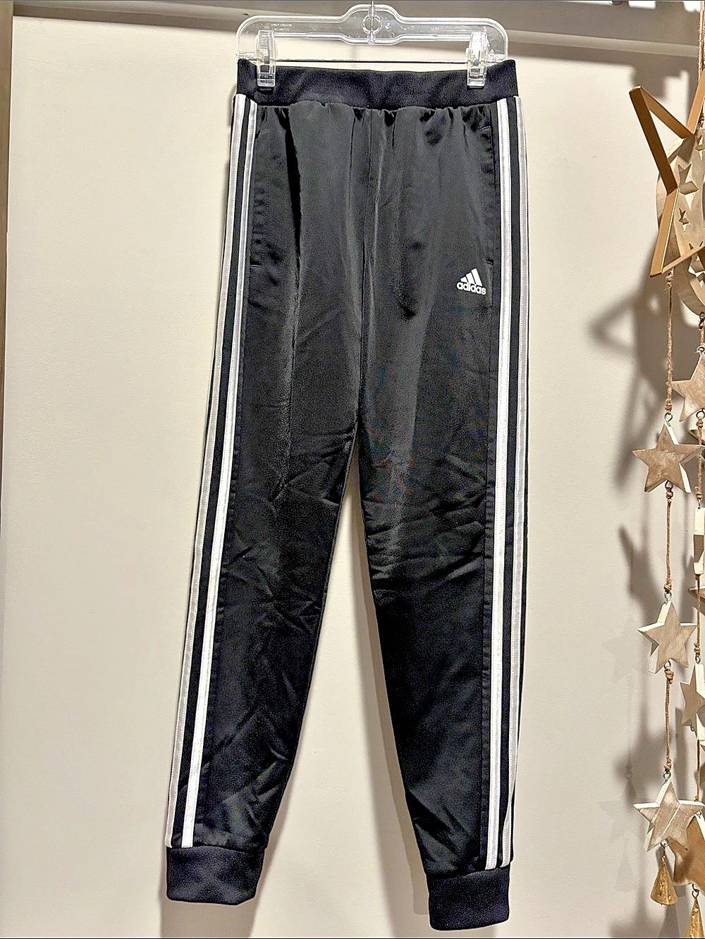 adidas Girls Black Track Pants Size Medium Like New